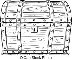 232x194 cartoon drawing of locked antique wooden treasure chest box - Treasure Chest Drawing