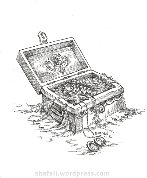 480x580 creativity carnival the treasure chest a pen and ink drawing - Treasure Chest Drawing