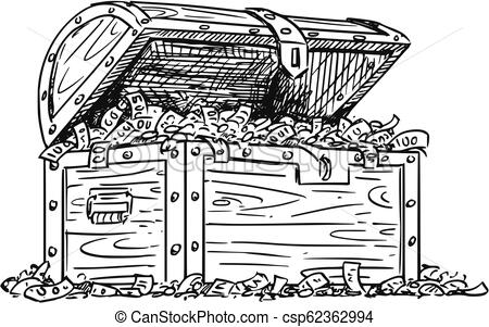 450x301 Cartoon Drawing Of Wooden Treasure Chest Full Of Money Cartoon - Treasure Chest Line Drawing