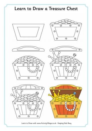 320x452 Learn To Draw A Treasure Chest Drawing In Drawings - Treasure Chest Line Drawing