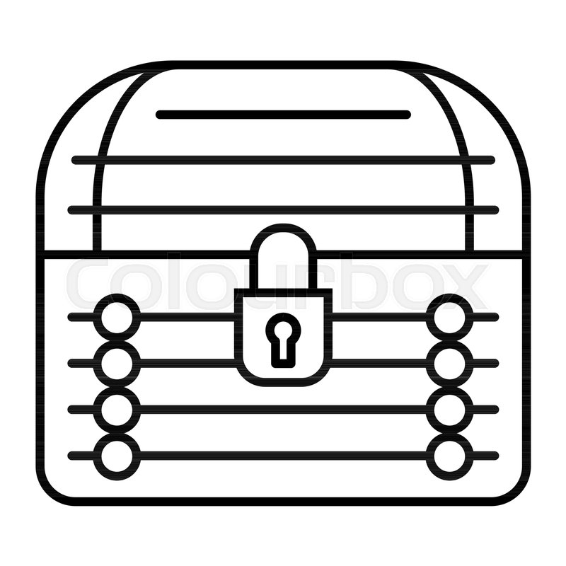 800x800 Locked Chest Thin Line Icon Treasure Stock Vector Colourbox - Treasure Chest Line Drawing