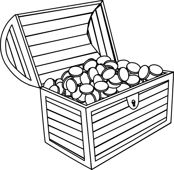 600x586 Treasure Chest Clip Art - Treasure Chest Line Drawing