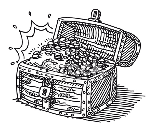513x439 Treasure Chest Coins Drawing Stock Vector - Treasure Chest Line Drawing