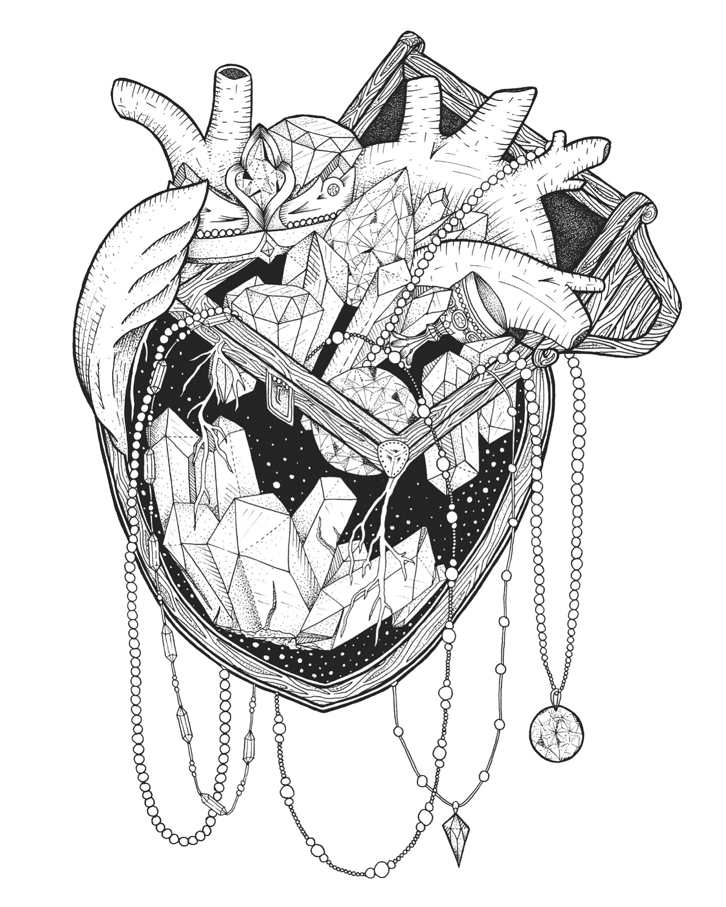 1487x1858 pen drawing of a heart troller us - Treasure Drawing