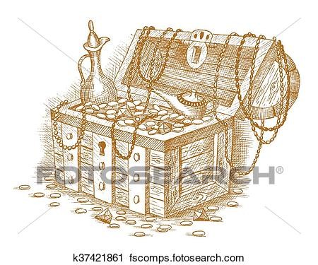450x375 treasure chest clipart in treasure chest drawing - Treasure Drawing