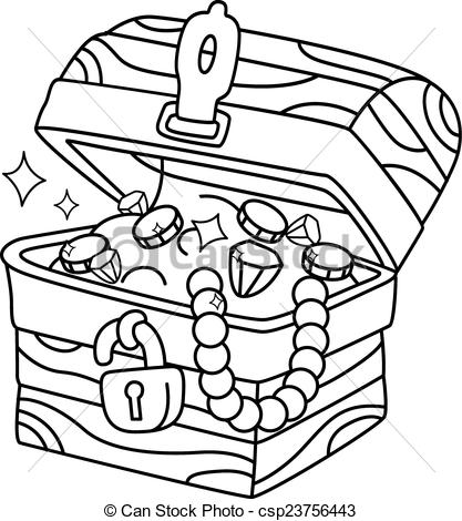 417x470 Treasure Chest Coloring Pages Printable Pirate Free - Treasure Drawing