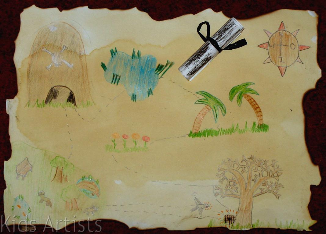 1068x768 kids artists treasure map - Treasure Map Drawing