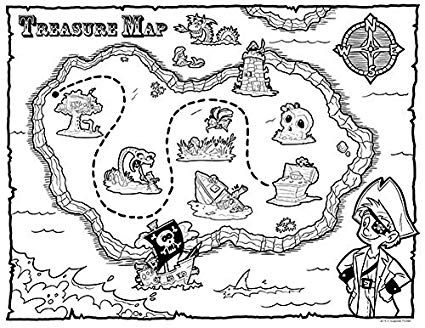 425x328 treasure map pirate party favors count coloring - Treasure Map Drawing