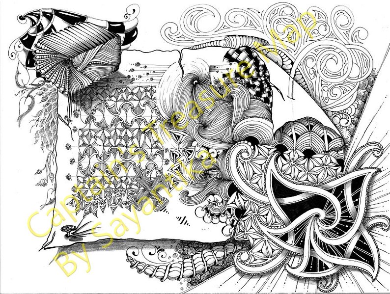 794x599 captain's treasure map zentangle art zentangle drawing etsy - Treasure Map Drawing