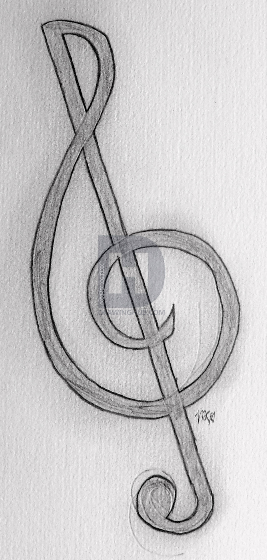 934x1960 How To Draw A Treble Clef, Step - Treble Clef Drawing
