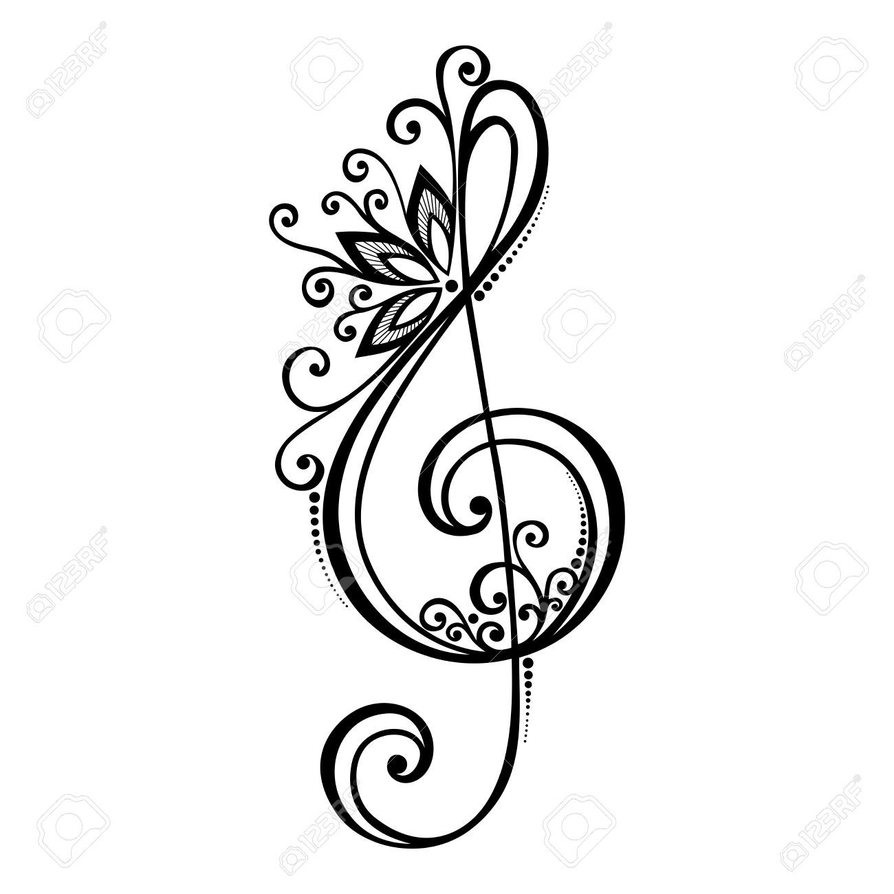 1300x1300 Treble Clef Clip Art - Treble Clef Drawing