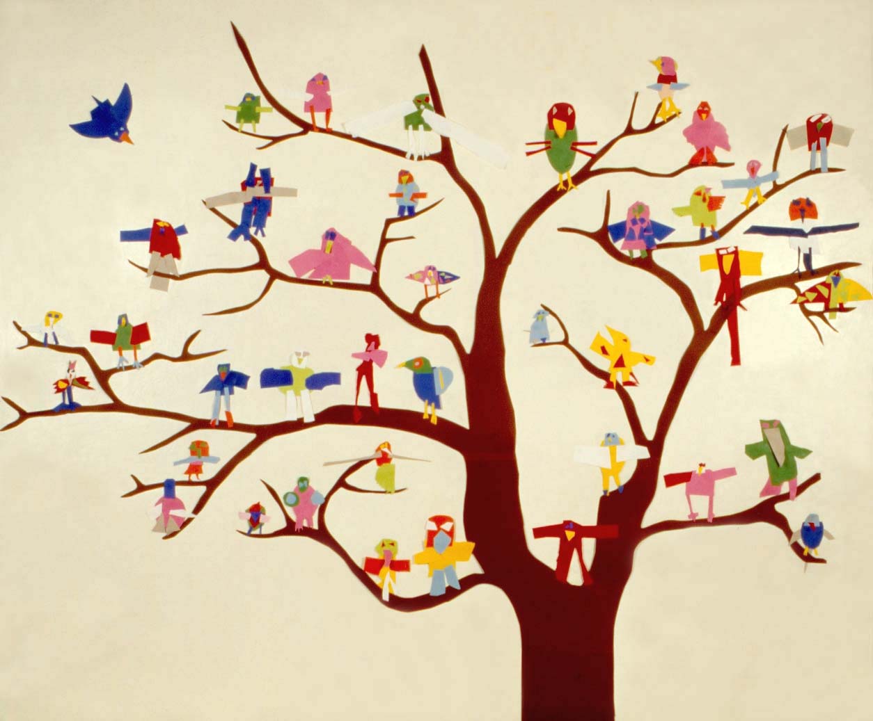 1254x1037 Art For Small Hands Cut Paper - Tree And Bird Drawing