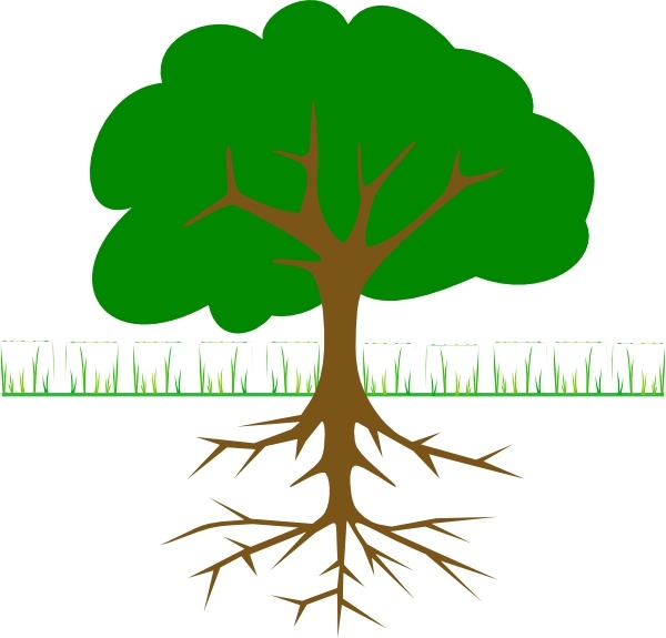 600x575 tree branches and roots clip art free vector in open office - Tree And Roots Drawing
