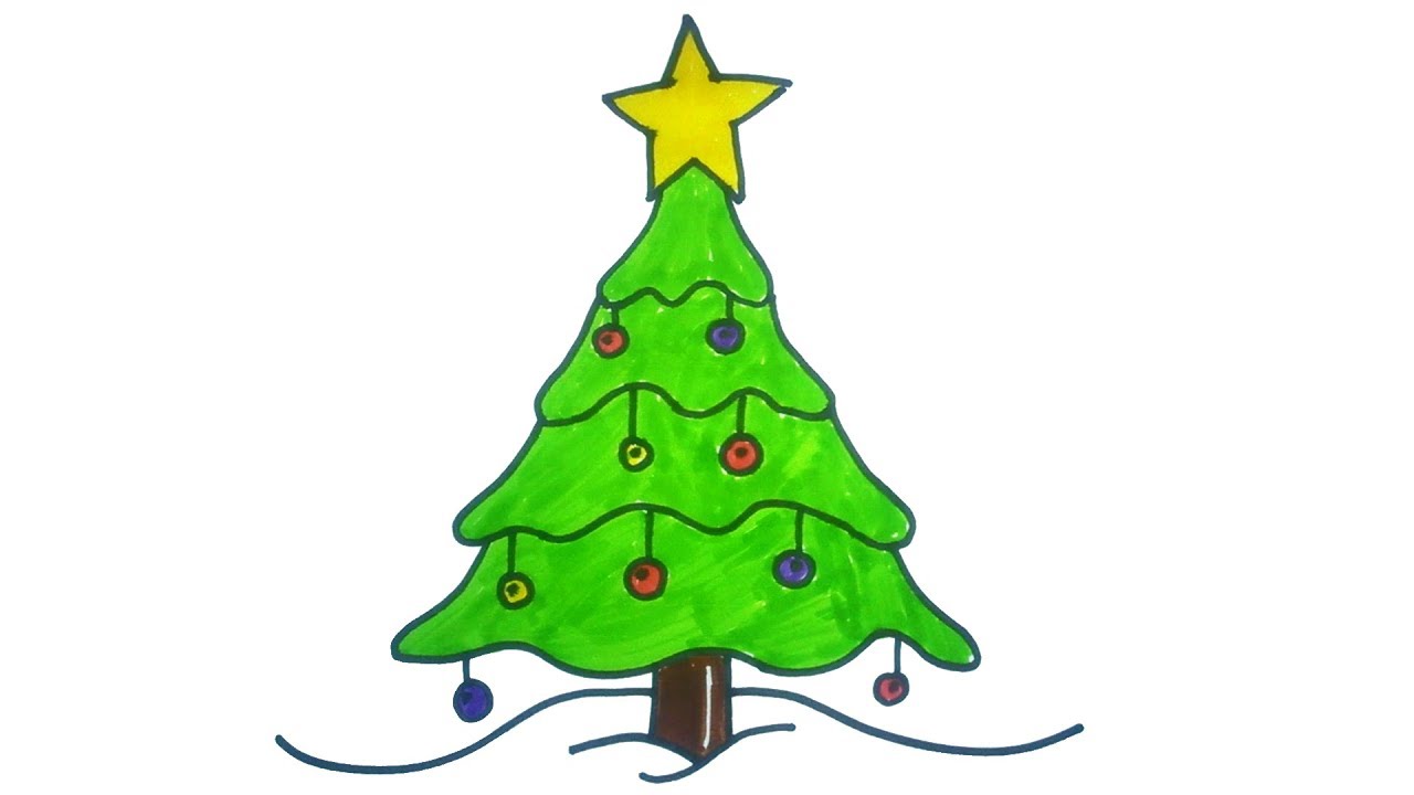 1280x720 Very Easy ! How To Draw A Christmas Tree - Tree Christmas Drawing