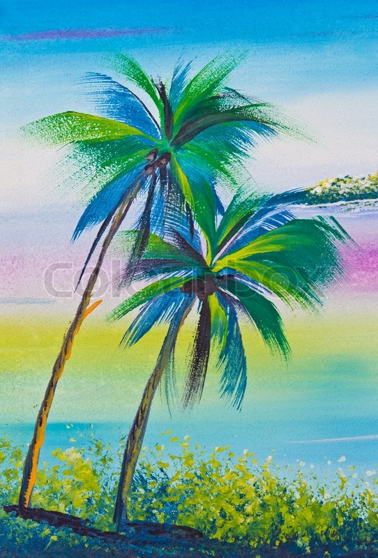 542x800 Poster Color Drawing Coconut Tree And Stock Photo Colourbox - Tree Color Drawing
