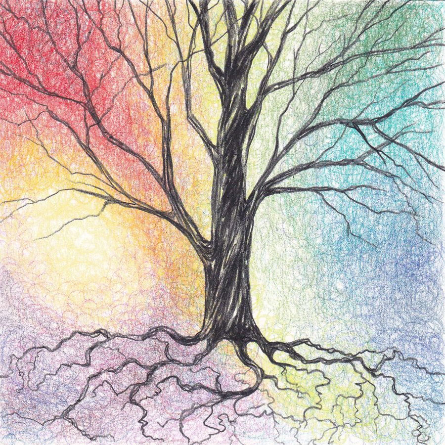 900x900 Colored Pencil Tree Tree Of Life Pencil Drawings, Art, Drawings - Tree Color Drawing