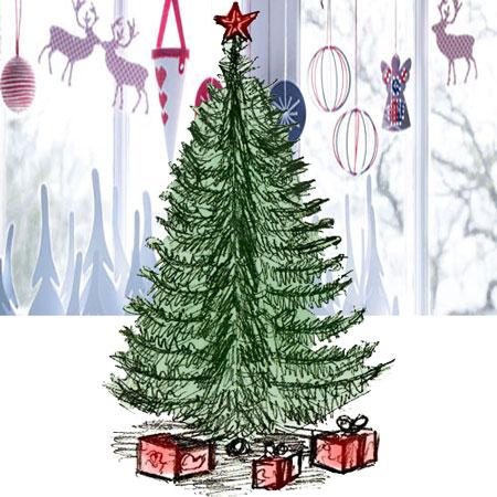 450x450 Coloring For Kids Draw A Christmas Tree In Pencil And Color It - Tree Color Drawing