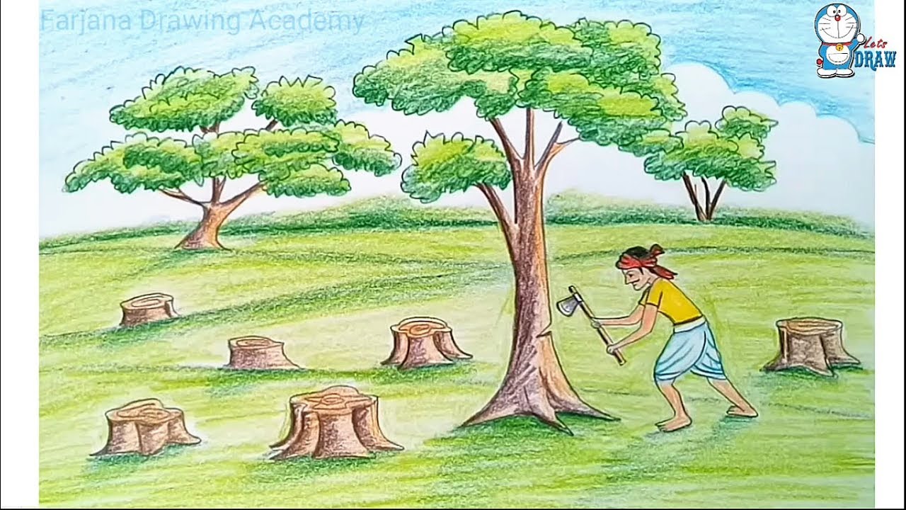 Tree Cutting Drawing at Explore collection of Tree