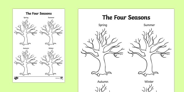 630x315 Four Seasons Tree Drawing Template - Tree Drawing Art