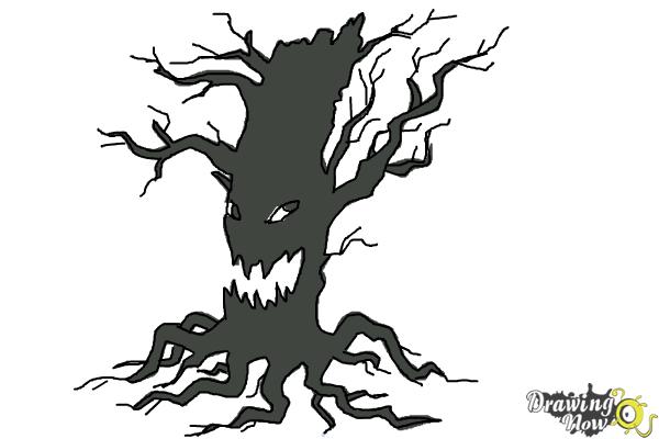 600x400 How To Draw A Scary Tree - Tree Drawing Cartoon