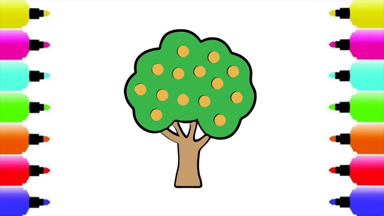 1280x720 How To Draw Mango Tree For Kids Coloring Mango Tree Draw Mango - Tree Drawing For Kids