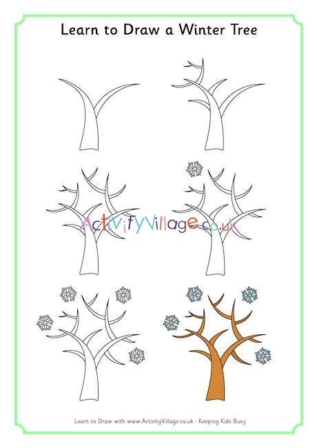 460x650 Learn To Draw A Winter Tree - Tree Drawing For Kids