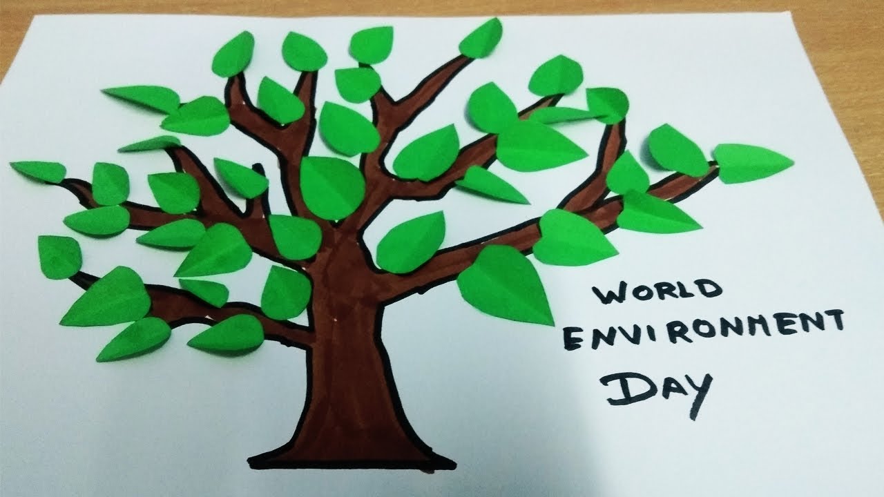 1280x720 World Environment Day Drawing For Kids Save Earth Tree Drawing - Tree Drawing For Kids