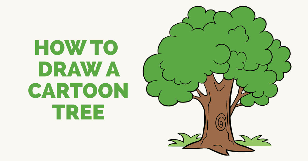 1200x628 How To Draw A Cartoon Tree Easy Step - Tree Drawing Images