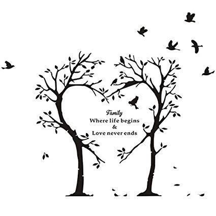 425x425 boodecal nature series heart tree quote wall decal - Tree Drawing On Wall