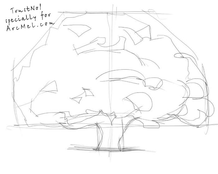 700x560 How To Draw An Oak Tree Step - Tree Drawing Step By Step