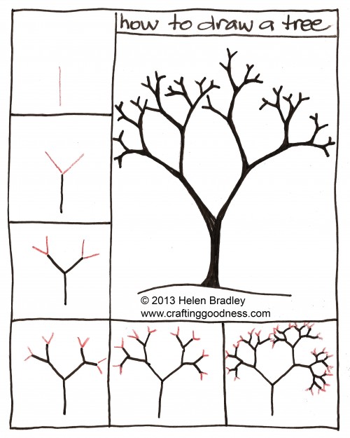 500x625 Step - Tree Drawing Step By Step