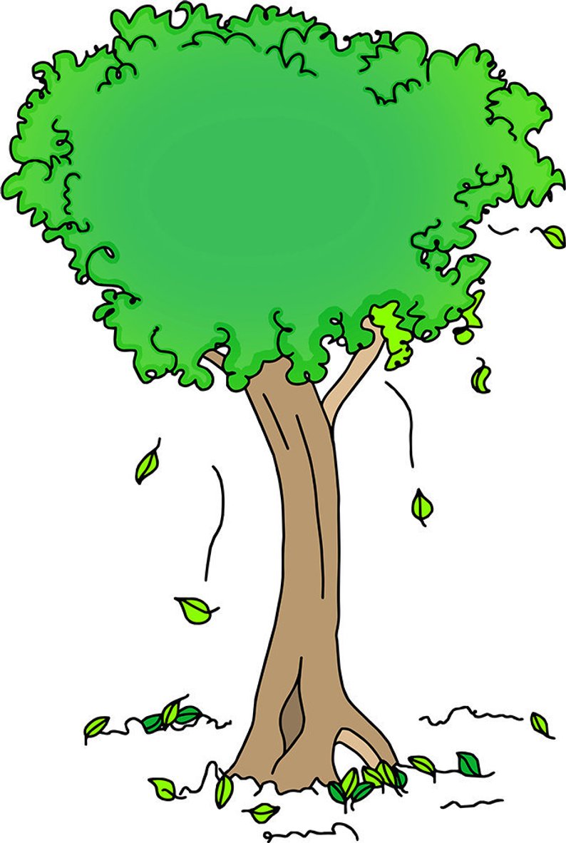 794x1182 Tree Drawing Digital Vector Art Illustration Download Green Etsy - Tree Drawing Vector