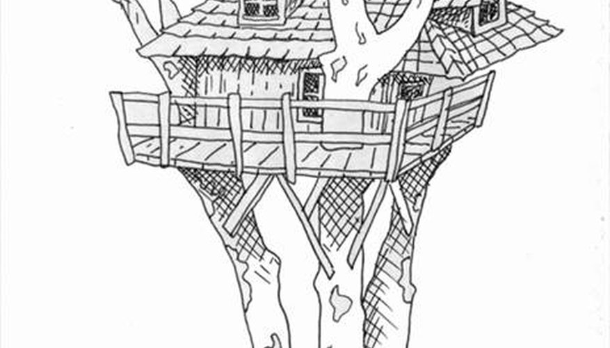 877x500 how to draw tree house our pastimes - Tree House Drawing