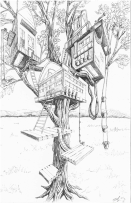 267x409 Perspective Tree Houses - Tree House Drawing