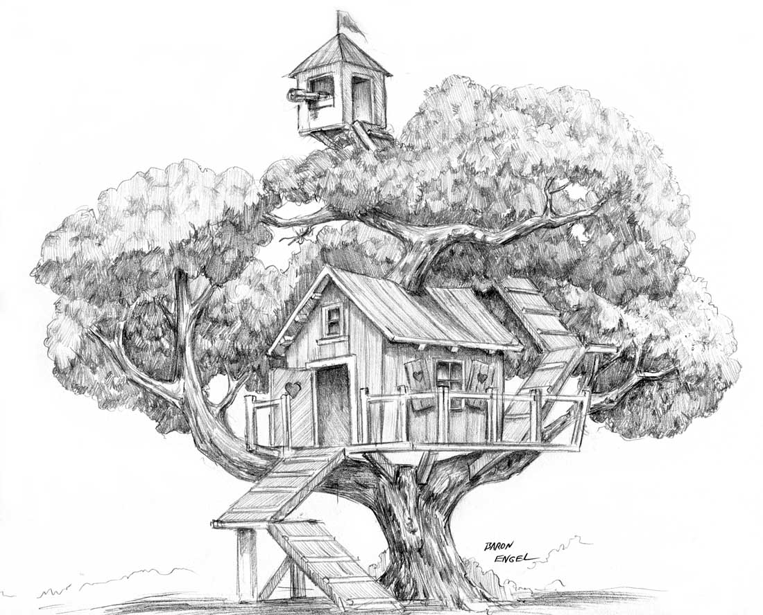 20 Inspiration Pencil Fantasy Tree House Drawing - Lisas Adventures