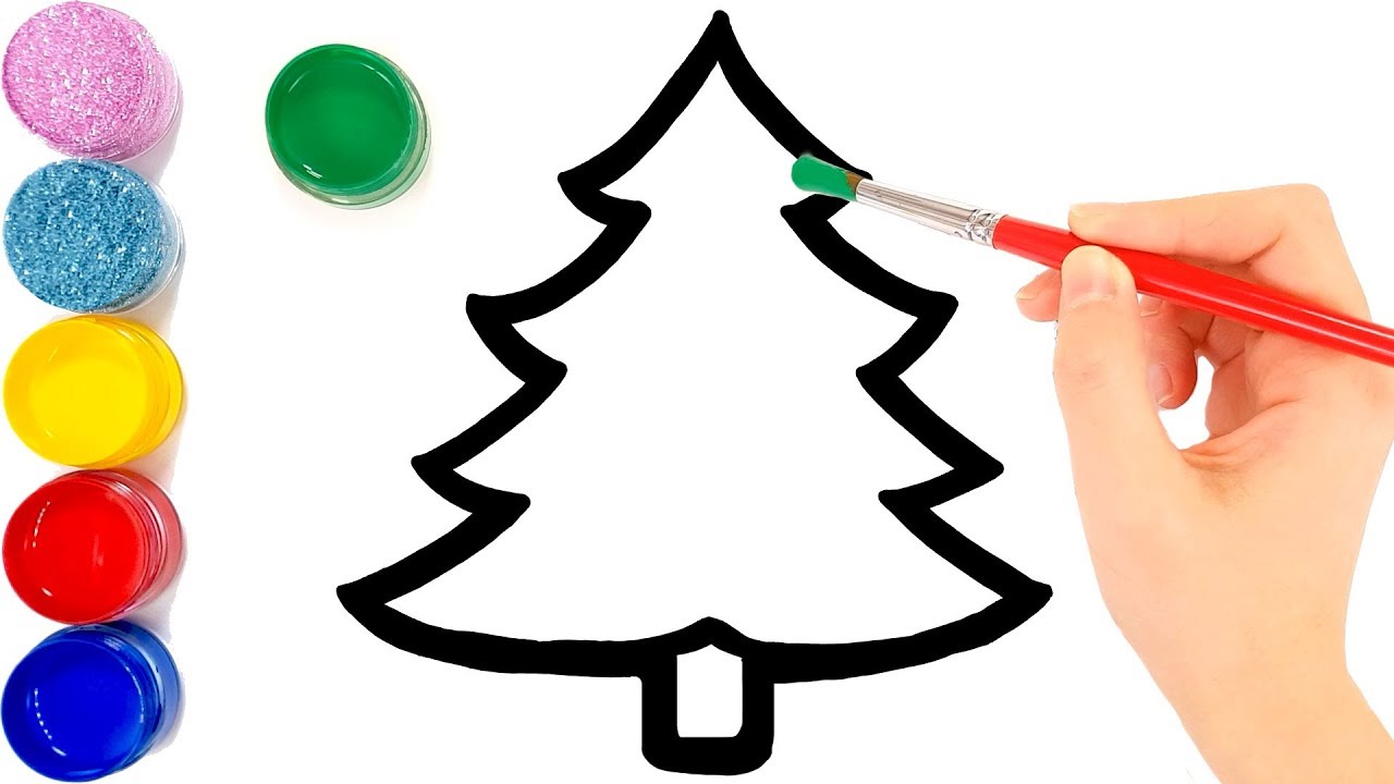 1280x720 glitter christmas tree ornaments coloring and drawing for kids - Tree Images For Drawing