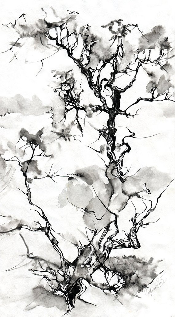 570x1033 black ink drawing tree black ink drawing print ink etsy - Tree Ink Drawing
