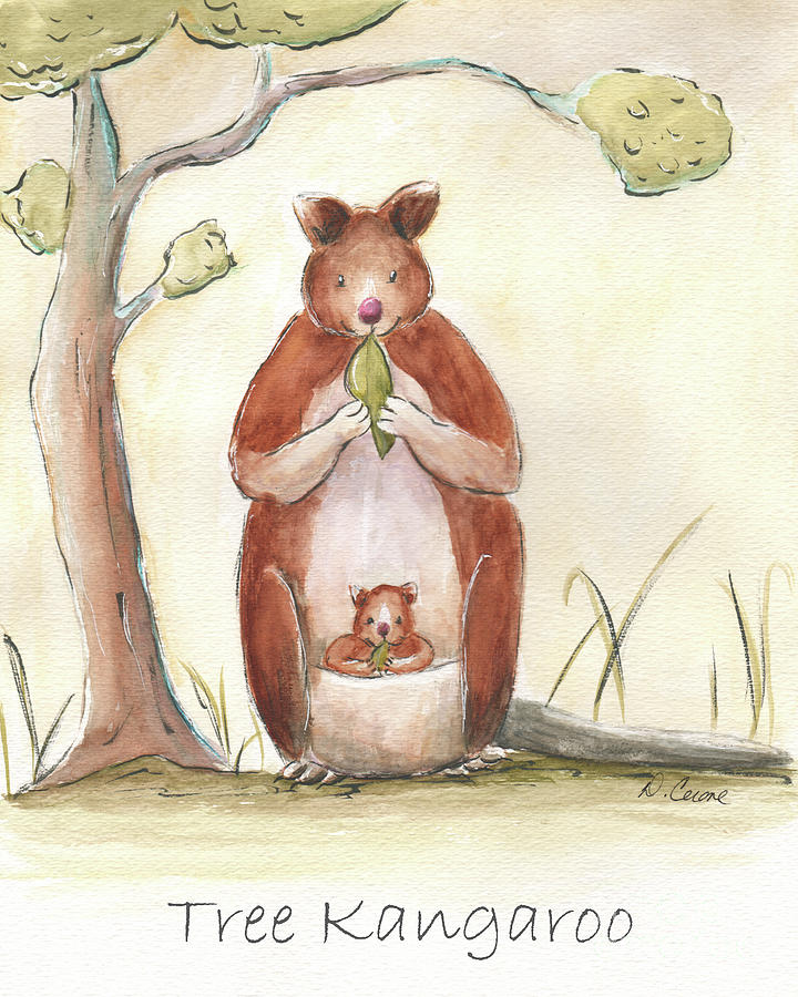 720x900 Tree Kangaroo Mom And Baby Painting - Tree Kangaroo Drawing
