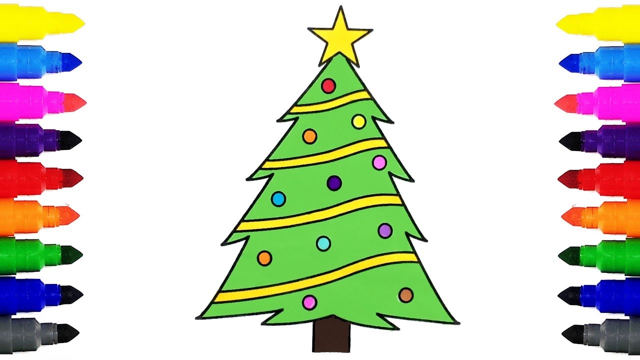 1280x720 Drawing And Coloring A Christmas Tree For Kids Christmas Tree - Tree Kid Drawing