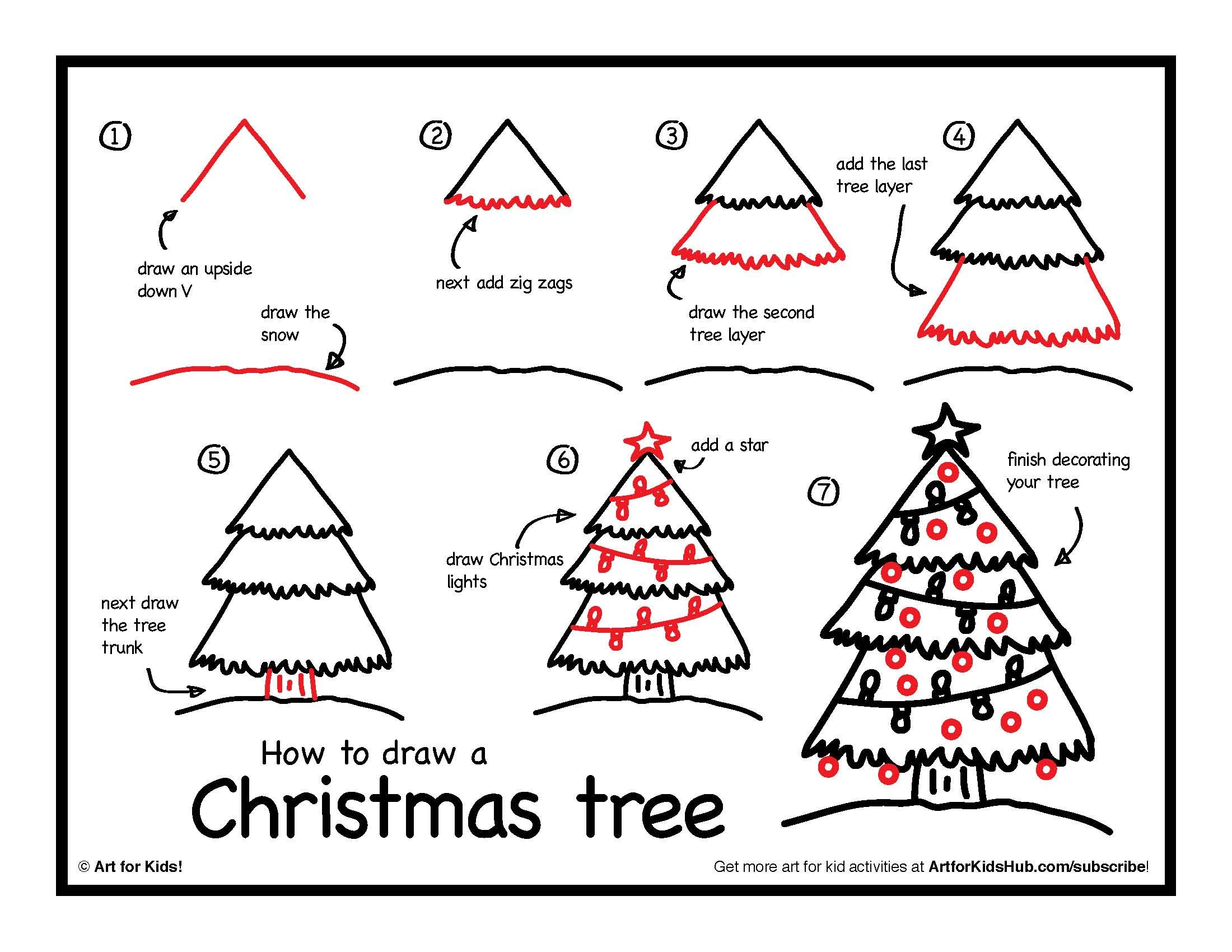 2200x1700 Tree Drawing For Kid How To Draw A Christmas Tree - Tree Kid Drawing