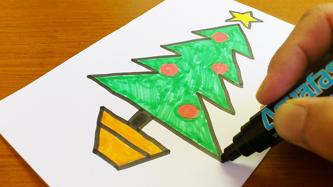 1280x720 Very Easy ! How To Draw A Christmas Tree - Tree Kid Drawing