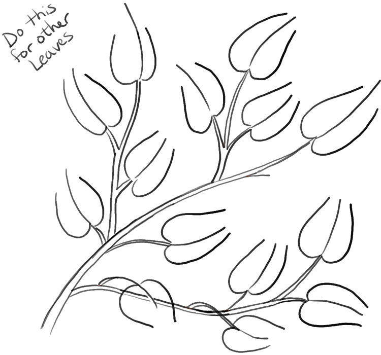 750x700 How To Draw Tree Branches Full Of Leaves Drawing Tutorial - Tree Leaves Drawing