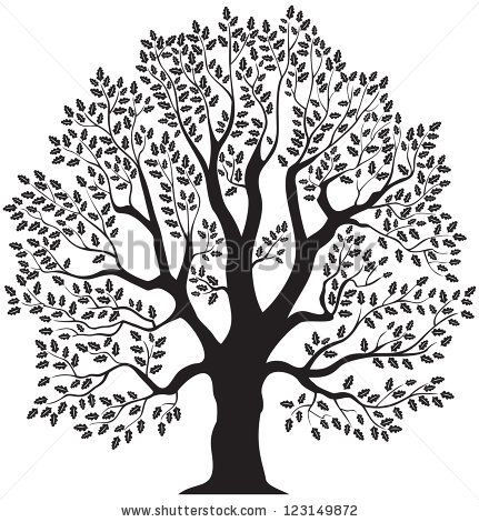 431x470 line drawing oak tree oak tree vector illustration trees oak - Tree Line Drawing