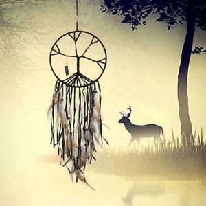 300x300 Tree Of Life Feather Dream Catcher Single Ring Wall Hanging Home - Tree Of Life Dreamcatcher Drawing