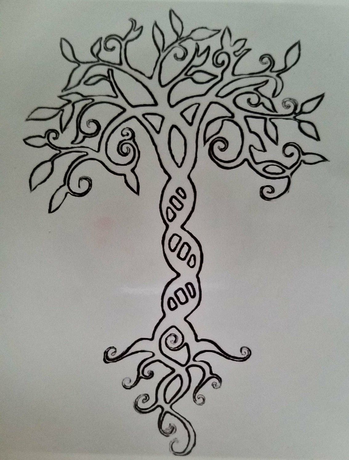 1134x1493 Modified Dna Tree Of Life Line Art Tattoo Idea Tattoo Me - Tree Of Life Line Drawing