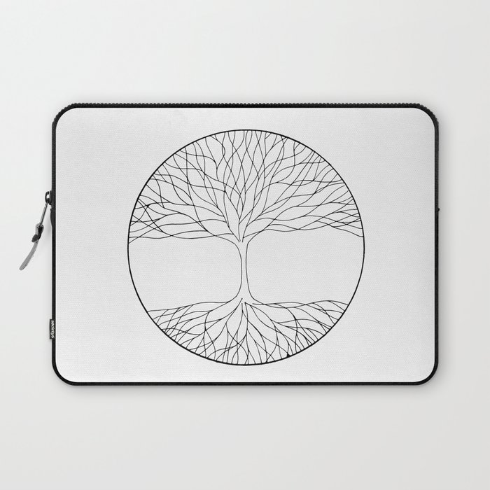 700x700 Black And White Minimalist Tree Of Life Line Drawing Laptop Sleeve - Tree Of Life Line Drawing