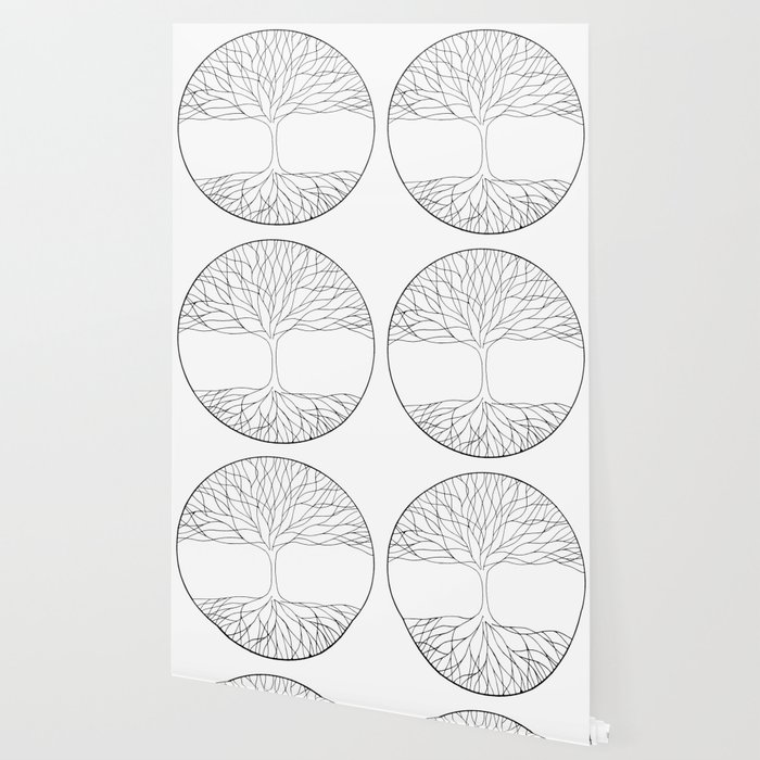 700x700 Black And White Minimalist Tree Of Life Line Drawing Wallpaper - Tree Of Life Line Drawing
