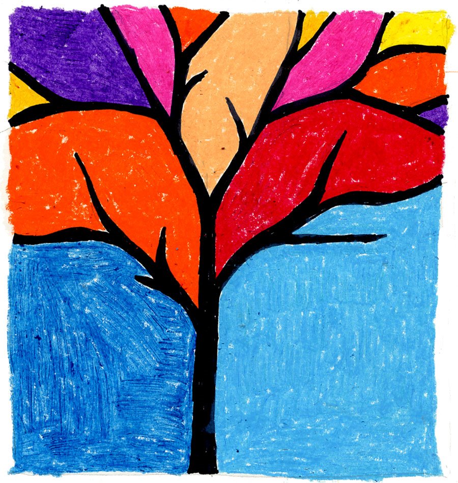 900x949 Easy Fall Tree Drawing Art Projects For Kids - Tree Picture Drawing