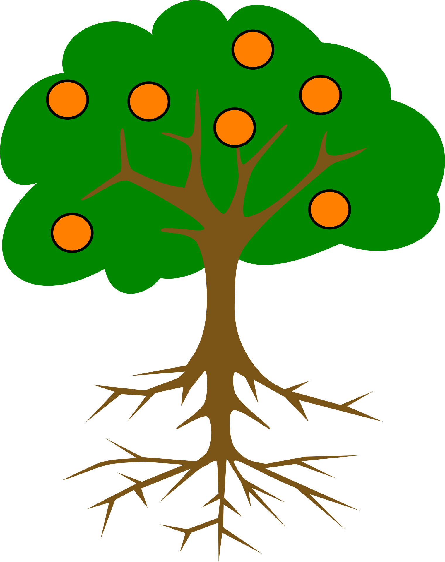 1520x1920 Drawing Of An Orange Tree With Roots Free Image - Tree Roots Drawing