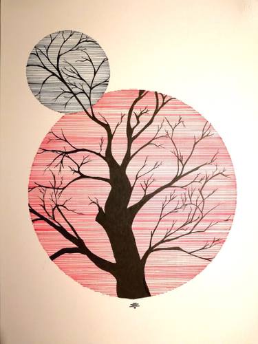 375x500 Sad Owl Resting In The Shadow Of The Tree Of Eternity Drawing - Tree Shadow Drawing
